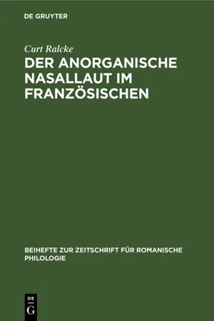 Der Anorganische Nasallaut im Französischen