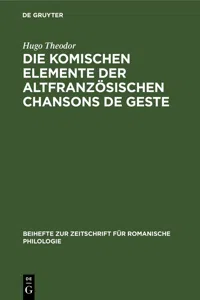 Die komischen Elemente der altfranzösischen chansons de geste_cover