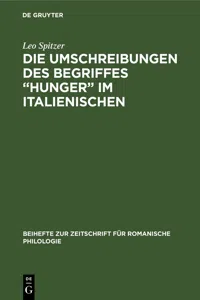 Die Umschreibungen des Begriffes "Hunger" im Italienischen_cover