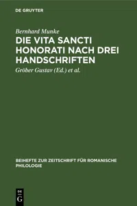 Die Vita Sancti Honorati nach drei Handschriften_cover