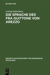 Die Sprache des Fra Guittone von Arezzo_cover