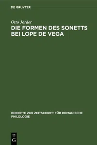 Die Formen des Sonetts bei Lope de Vega_cover