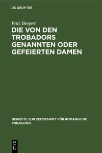 Die von den Trobadors genannten oder gefeierten Damen_cover