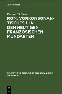 Rom. vorkonsonantisches L in den heutigen französischen Mundarten_cover