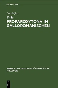 Die Proparoxytona im Galloromanischen_cover