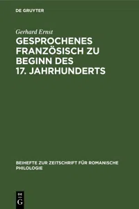 Gesprochenes Französisch zu Beginn des 17. Jahrhunderts_cover