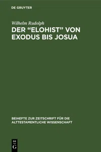 Der "Elohist" von Exodus bis Josua_cover