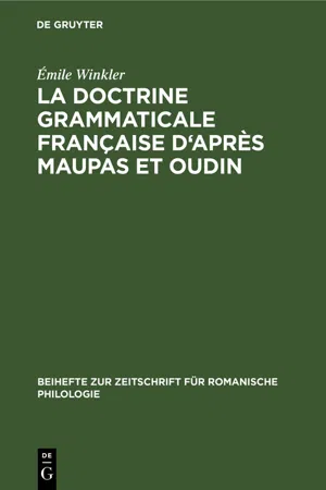 La doctrine grammaticale française d'après Maupas et Oudin