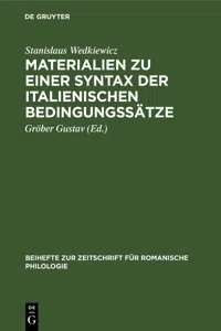 Materialien zu einer Syntax der italienischen Bedingungssätze_cover