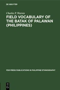 Field Vocabulary of the Batak of Palawan_cover