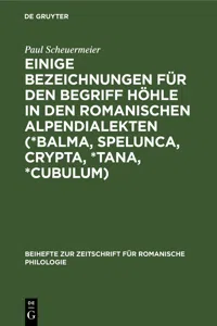 Einige Bezeichnungen für den Begriff Höhle in den romanischen Alpendialekten_cover