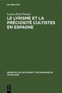 Le lyrisme et la préciosité cultistes en Espagne_cover