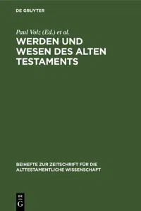 Werden und Wesen des Alten Testaments_cover