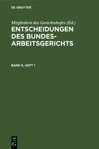 Entscheidungen des Bundesarbeitsgerichts. Band 6, Heft 1_cover