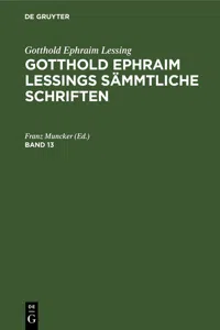 Gotthold Ephraim Lessing: Gotthold Ephraim Lessings Sämmtliche Schriften. Band 13_cover