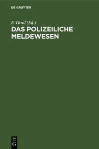 Das polizeiliche Meldewesen_cover