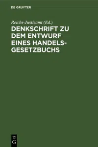 Denkschrift zu dem Entwurf eines Handelsgesetzbuchs_cover