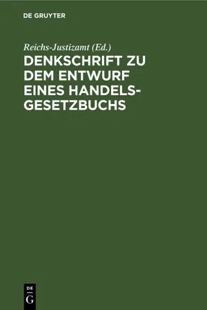 Denkschrift zu dem Entwurf eines Handelsgesetzbuchs