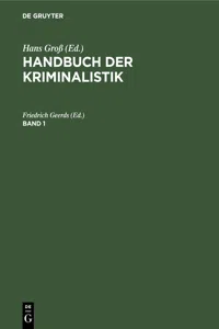 Handbuch der Kriminalistik. Band 1_cover