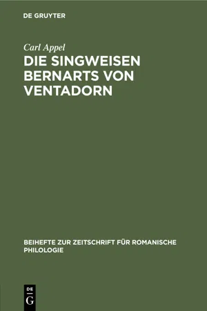 Die Singweisen Bernarts von Ventadorn