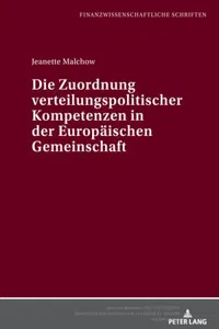 Die Zuordnung verteilungspolitischer Kompetenzen in der Europaeischen Gemeinschaft_cover