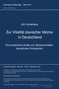 Zur Vitalitaet slavischer Idiome in Deutschland_cover