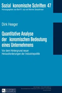 Quantitative Analyse der oekonomischen Bedeutung eines Unternehmens_cover