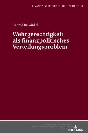 Wehrgerechtigkeit als finanzpolitisches Verteilungsproblem (Volume 29.0)