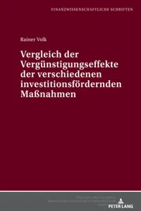 Vergleich der Verguenstigungseffekte der verschiedenen investitionsfoerdernden Maßnahmen_cover