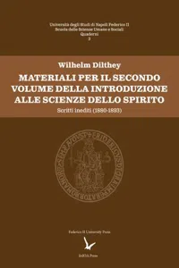 Materiali per il secondo volume della Introduzione alle scienze dello spirito: Scritti inediti 1880-1893_cover