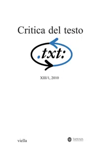 Critica del testo Vol. 13/1_cover