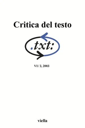 Critica del testo (2003) Vol. 6/2