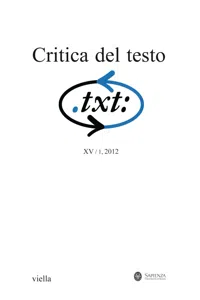 Critica del testo Vol. 15/1_cover