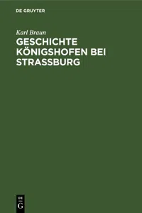 Geschichte Königshofen bei Straßburg_cover