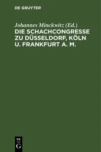 Die Schachcongresse zu Düsseldorf, Köln u. Frankfurt a. M._cover
