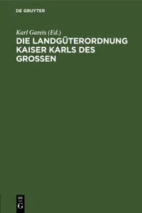 Die Landgüterordnung Kaiser Karls des Grossen_cover