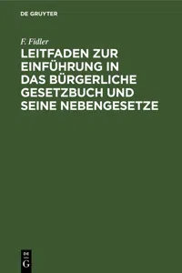 Leitfaden zur Einführung in das Bürgerliche Gesetzbuch und seine Nebengesetze_cover