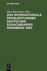 Das Internationale Problemturnier Deutschen Schachbundes Nürnberg 1883_cover