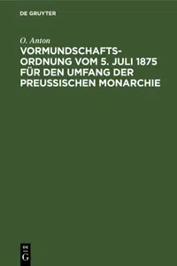 Vormundschaftsordnung vom 5. Juli 1875 für den Umfang der preußischen Monarchie_cover