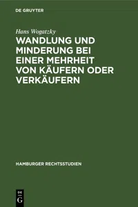 Wandlung und Minderung bei einer Mehrheit von Käufern oder Verkäufern_cover