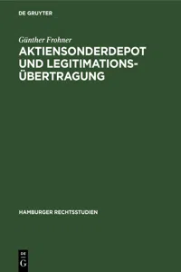 Aktiensonderdepot und Legitimationsübertragung_cover