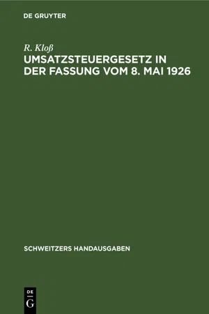 Umsatzsteuergesetz in der Fassung vom 8. Mai 1926