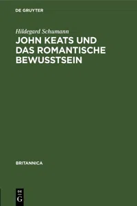 John Keats und das romantische Bewußtsein_cover