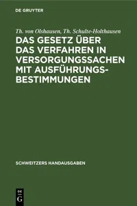 Das Gesetz über das Verfahren in Versorgungssachen mit Ausführungsbestimmungen_cover