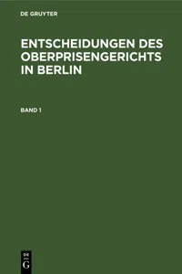 Entscheidungen des Oberprisengerichts in Berlin. Band 1_cover