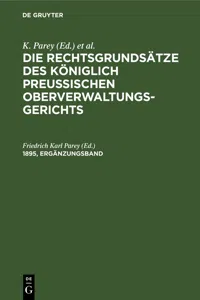 Die Rechtsgrundsätze des Königlich Preussischen Oberverwaltungsgerichts. 1895, Ergänzungsband_cover