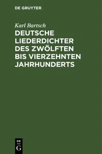 Deutsche Liederdichter des zwölften bis vierzehnten Jahrhunderts_cover