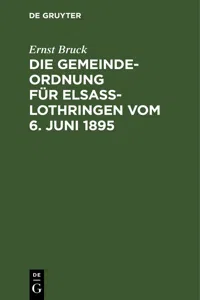 Die Gemeindeordnung für Elsaß-Lothringen vom 6. Juni 1895_cover