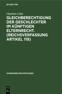 Gleichberechtigung der Geschlechter im künftigen Elternrecht_cover