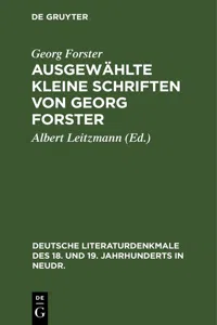 Ausgewählte kleine Schriften von Georg Forster_cover